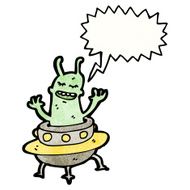 cartoon alien in flying saucer N4