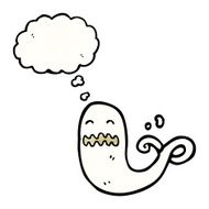 ghost with thought bubble cartoon N14