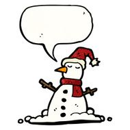cartoon snowman with speech bubble N16