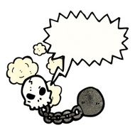 cartoon skull with ball and chain N2