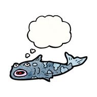 cartoon fish with thought bubble N116