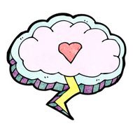 cartoon thunder cloud with love heart N2