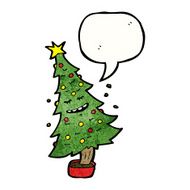 cartoon christmas tree with speech bubble N5