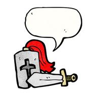 cartoon knight helmet and sword N4