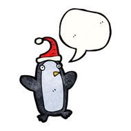 cartoon penguin in xmas hat N2