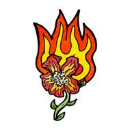 cartoon flaming flower N8