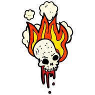 flaming skull cartoon N25