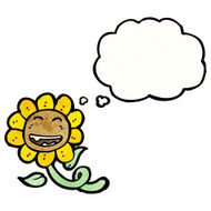 cartoon sunflower with thought bubble N6