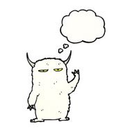 cartoon snowm monster waving N2