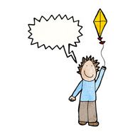 child&#039;s drawing of a boy flying kite N5