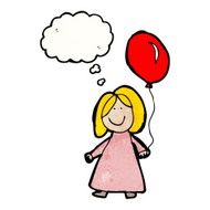 child&#039;s drawing of a girl with balloon N5