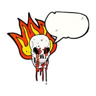 Cartoon Flaming Skull N48