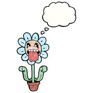 cartoon flower with thought bubble N58
