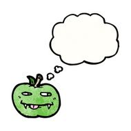 cartoon apple with thougth bubble N3