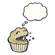 cartoon muffin with thought bubble N4