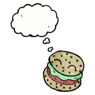 cartoon burger with thought bubble N4