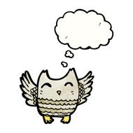 cartoon owl with thought bubble N84