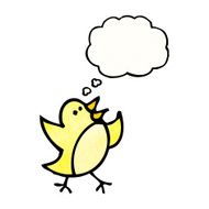 cartoon bird with thought bubble N381