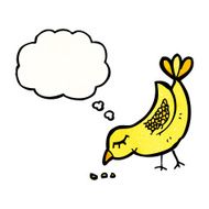 cartoon bird with thought bubble N383