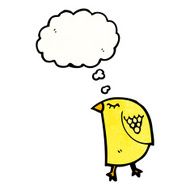 cartoon bird with thought bubble N385