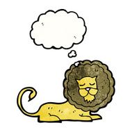 cartoon lion with thought bubble N25