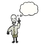 cartoon skeleton with thought bubble N12