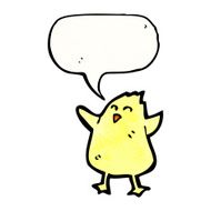 cartoon yellow chick with speech bubble N4