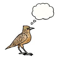 cartoon bird with thought bubble N386