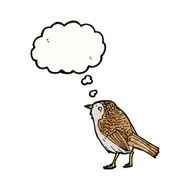 cartoon bird with thought bubble N387