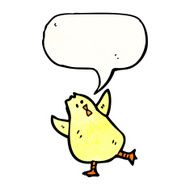 cartoon little bird with speech bubble N6