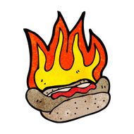 cartoon flaming hotdog N3