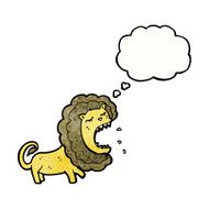 cartoon lion with thought bubble N26