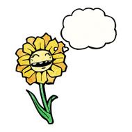 cartoon flower with thought bubble N61