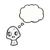 spooky skull with thought bubble cartoon N7