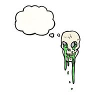 spooky skull with thought bubble cartoon N8