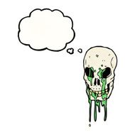 spooky skull with thought bubble cartoon N9
