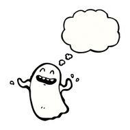dancing ghost with thought bubble cartoon N3