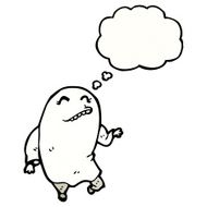 dancing ghost with thought bubble cartoon N4