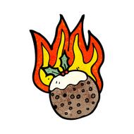 flaming christmas pudding cartoon N2