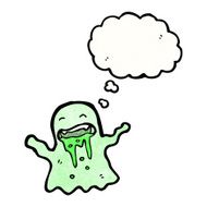 cartoon slimey ghost with thought bubble N3