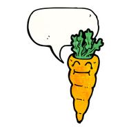 happy cartoon carrot with speech bubble N3