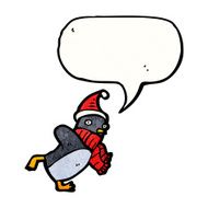 cartoon christmas penguin with speech bubble N6