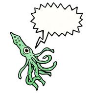 cartoon giant squid with speech bubble N2