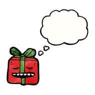 christmas present with thougth bubble cartoon N3