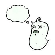 ghost with thought bubble cartoon N16