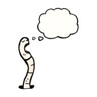 cartoon worm with thought bubble N15