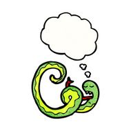 cartoon snake with thought bubble N120