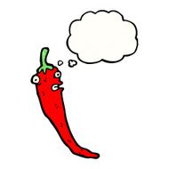 carton chili pepper with thought bubble N3