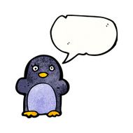 penguin with speech bubble cartoon N5