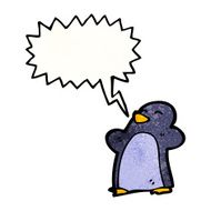 penguin with speech bubble cartoon N7